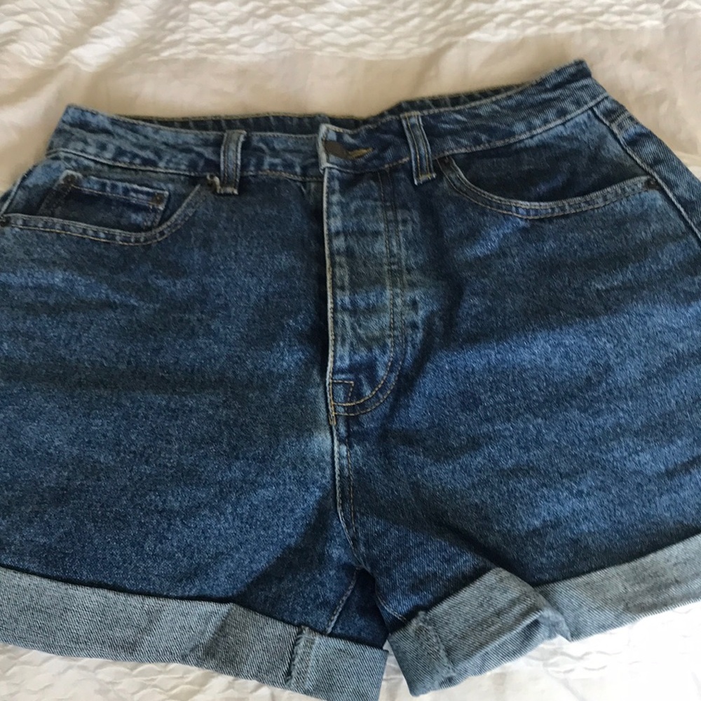 Blue denim mom jean shorts